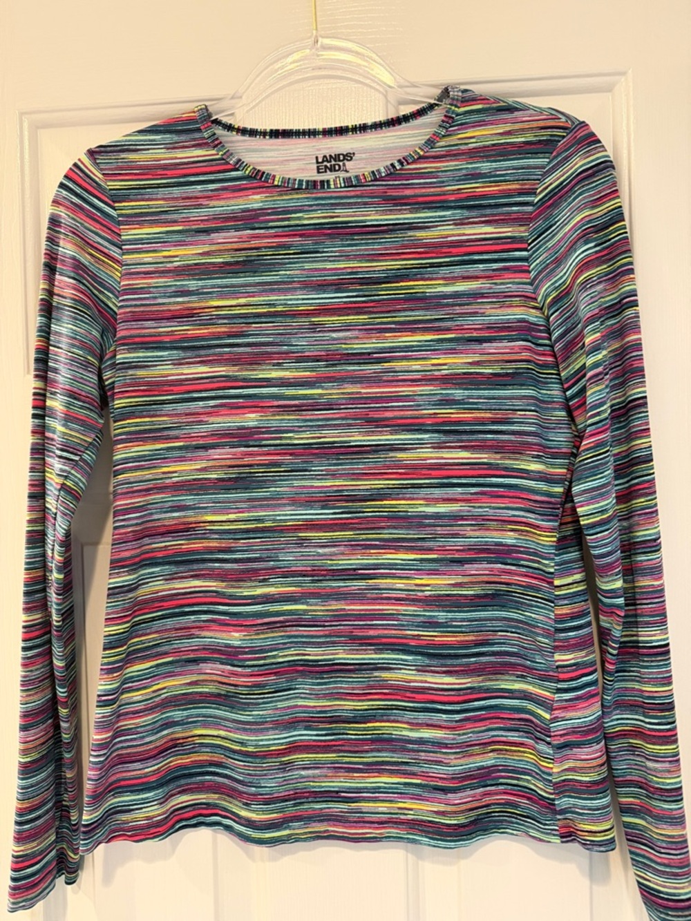 Lands' End Rainbow Heather Long-Sleeve UPF 50 Rash Guard Swim Tee XS 2-4